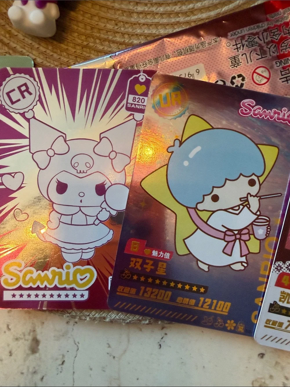 Sanrio Kuromi Trading Card 5 Pack Opened & Kuromi Doll Pendant opened